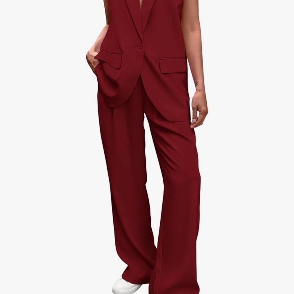 Elegant Burgundy Women's 2 Piece Outfit